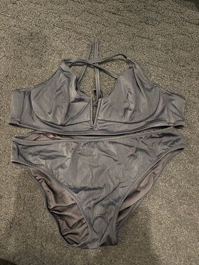 Shade & Shore Ribbed black Two-Piece Bikini